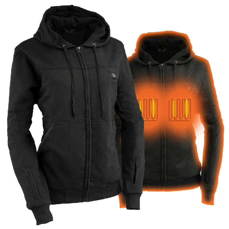 Weekend Flash Sale Nexgen Heat NXL2717DUAL Tech Women's Black Heated Jacket Sweatshirt Hoodie for Winter Cold Weather w/ Battery