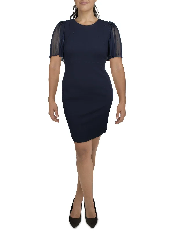 Limited Availability Womens Butterfly Sleeve Knee-Length Sheath Dress