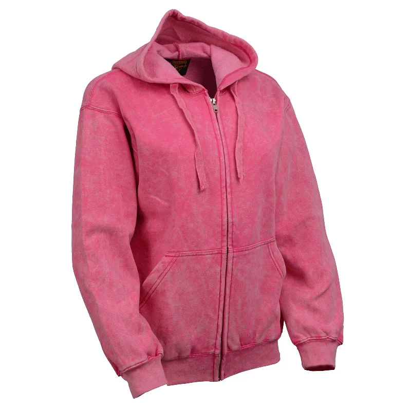 Quick Sale Milwaukee Leather MNG21620 Women's Distressed Pink Sweatshirt Full Zip Up Long Sleeve Casual Hoodie - with Pocket Quick Sale Milwaukee Leather MNG21620 Women's Distressed Pink Sweatshirt Full Zip Up Long Sleeve Casual Hoodie - with Pocket