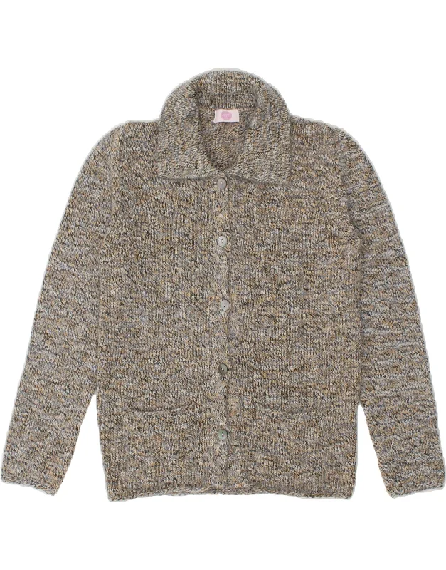Super Sale ANDRE MAURICE Womens Cardigan Sweater UK 14 Medium Grey Flecked Polyester