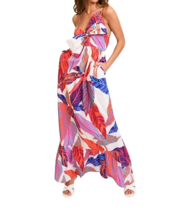 Reduced Prices Olani Wild Tropical Maxi Dress In Sunset Maxi Poplin