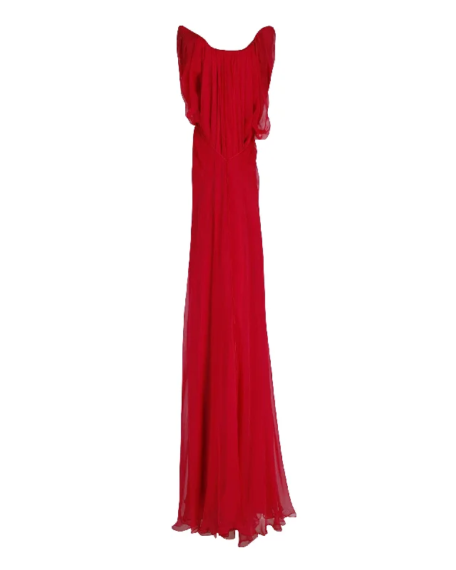 Savings Galore Alexander McQueen Draped Chiffon Gown in Fuchsia Pink Silk