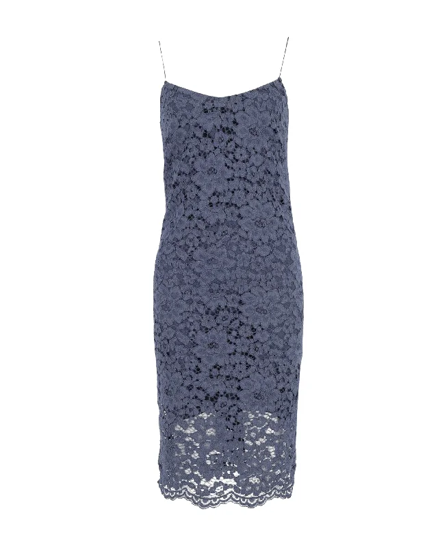 Hurry In Iris & Ink Lace Midi Dress in Navy Blue Cotton