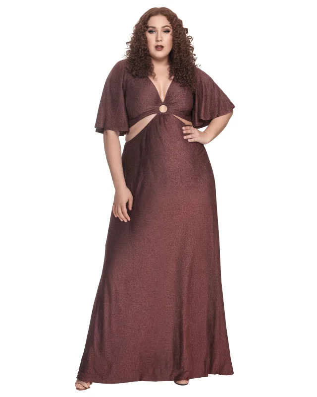 Major Savings Smak Parlour Plus Size Shimmering Rose Pink & Black Knit Maxi Dress | Pink Metallic