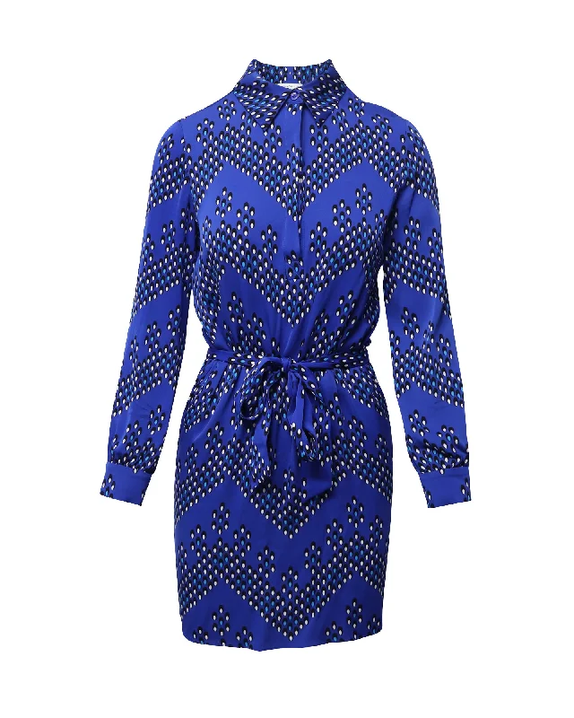 Lowest Price Diane Von Furstenberg Patterned Wrap Dress in Electric Blue Silk