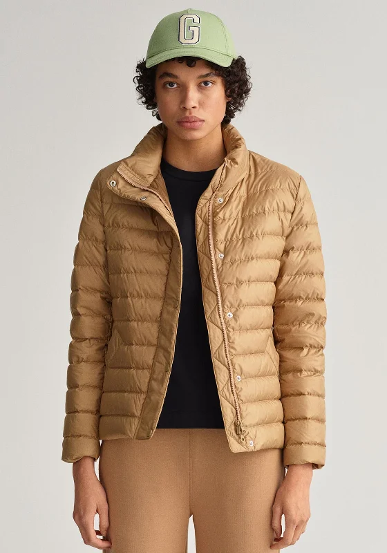 Big Discounts Gant Womens Light Down Short Jacket, Warm Khaki