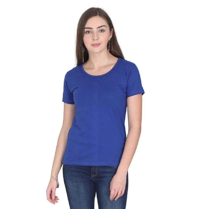 Exclusive Offers Plain Royal Blue Half Sleeves T-Shirt for Women