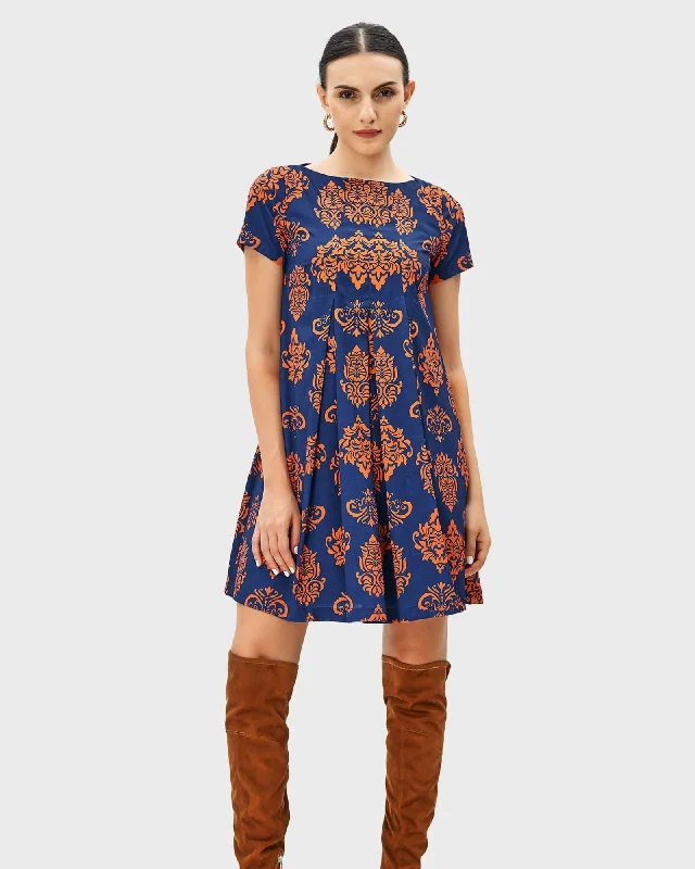Reduced Prices Release pleat graphic print crepe shift dress | Blue