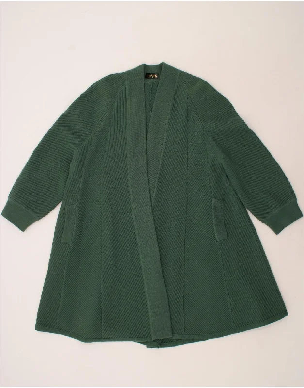 Reduced Prices VINTAGE Womens Longline Cardigan Sweater UK 16 Large Green Wool