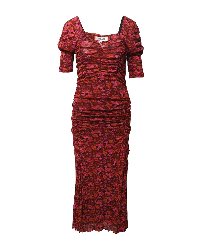 Crazy Deals Diane Von Furstenberg Dacey Ruched Dress in Red Nylon