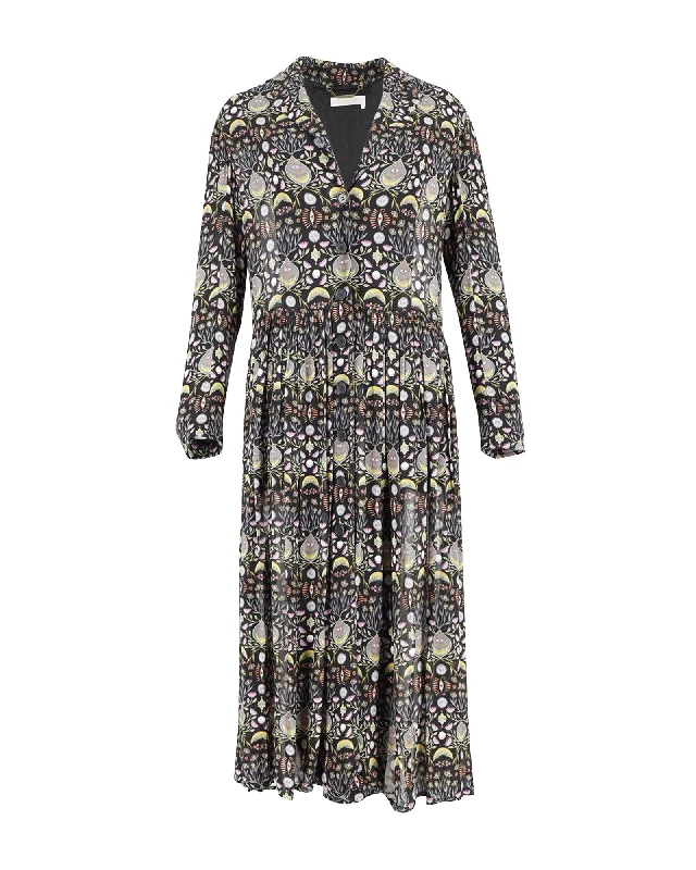 Instant Discount Chloé Button-Front Printed Georgette Dress in Multicolor Viscose