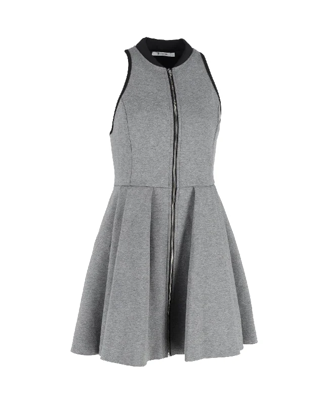 Deal of the Week T by Alexander Wang Halter Mock Neck Mini Dress in Grey Cotton