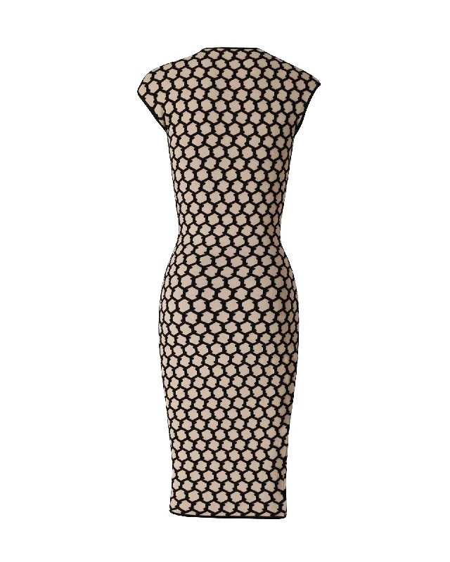 Stock Clearance Alexander McQueen Honeycomb Intarsia Knit Dress in Beige Wool