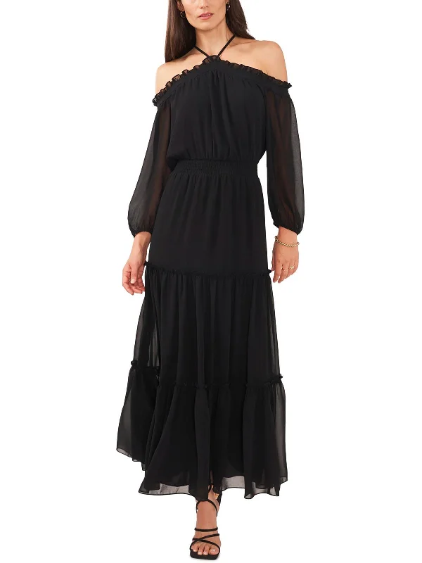 Shop and Save Womens Off-The-Shoulder Tea-Length Maxi Dress
