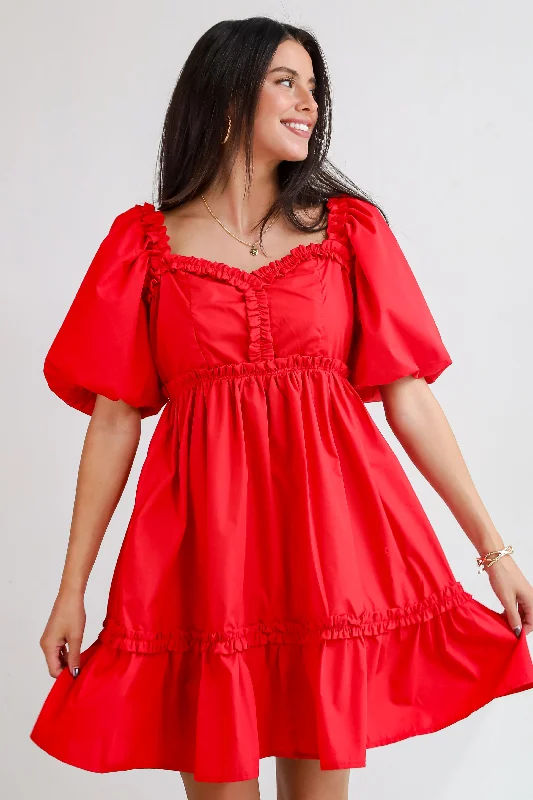 Early Access FINAL SALE - Convincingly Graceful Red Ruffle Mini Dress