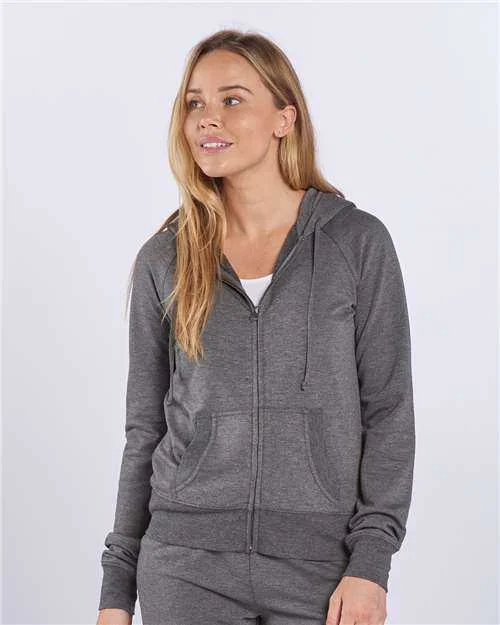 Markdowns Boxercraft BW5201 Women's Dream Fleece Full-Zip Hooded Sweatshirt - Black Heather