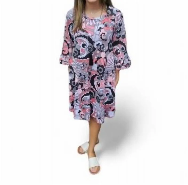 Low Prices Print Swing Dress In Black, White And Coral