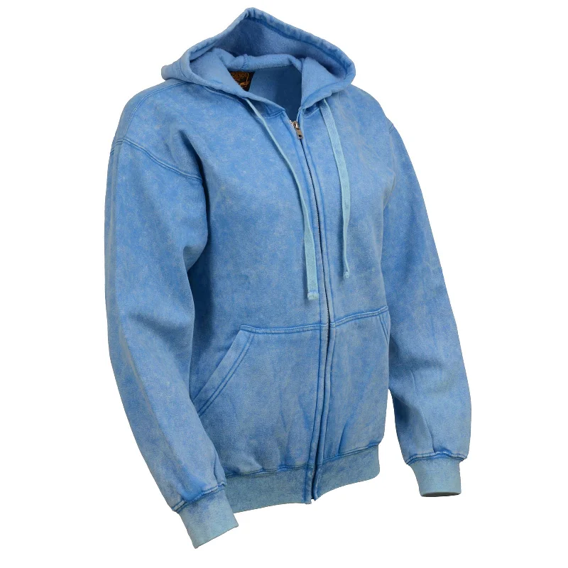 Super Sale Milwaukee Leather MNG21621 Women's Distressed Blue Sweatshirt Full Zip Up Long Sleeve Casual Hoodie - with Pocket Super Sale Milwaukee Leather MNG21621 Women's Distressed Blue Sweatshirt Full Zip Up Long Sleeve Casual Hoodie - with Pocket